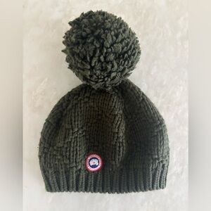 Canada Goose Women’s Military Green Knit Pom-Pom Beanie Hat
